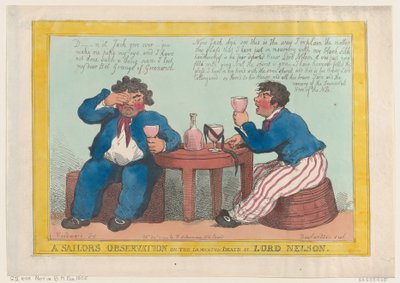 1805 年 12 月 3 日、ネルソン卿の嘆かわしい死に関する水夫の観察、1805 年 12 月 3 日。 作： Thomas Rowlandson