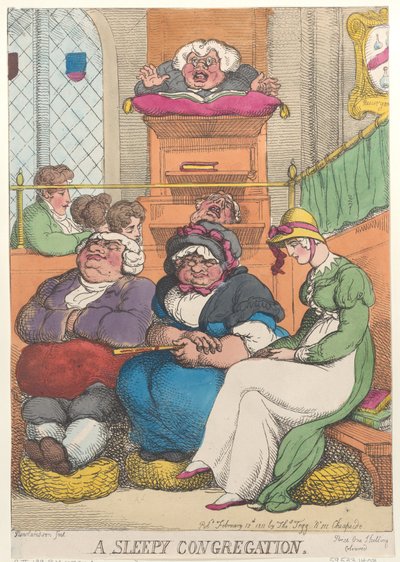 眠っている信徒、1811年2月12日、1811年2月12日。 作： Thomas Rowlandson