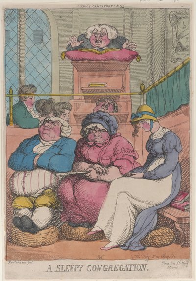 眠そうな会衆、1811 年 2 月 12 日、1811 年 2 月 12 日。 作： Thomas Rowlandson
