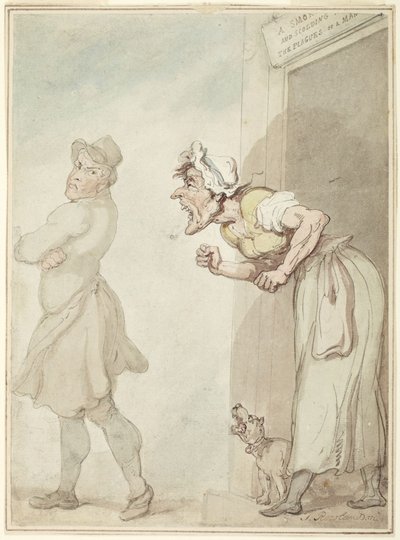 煙を吐く煙突と小言を言う妻：人間の悩みの種 作： Thomas Rowlandson