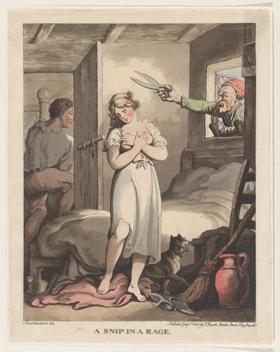 A Snip in a Rage、1802 年 7 月 1 日、1802 年 7 月 1 日。 作： Thomas Rowlandson