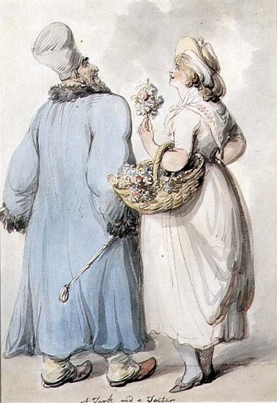 A Turk and a Tartar（インクと水彩画 作： Thomas Rowlandson