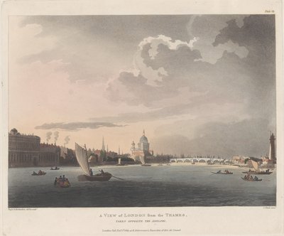 テムズ川からのロンドンの眺め、1809 年 11 月 1 日、1809 年 11 月 1 日 作： Thomas Rowlandson