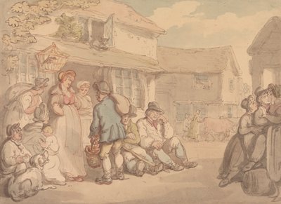 Uma cena de aldeia com camponeses descansando 作： Thomas Rowlandson