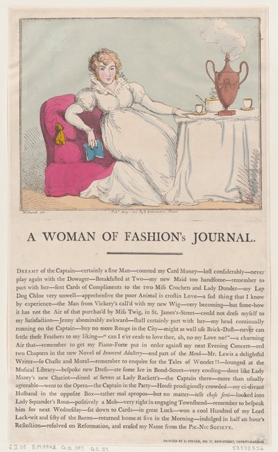 ファッション誌の女性、1802 年 5 月 1 日、1802 年 5 月 1 日。 作： Thomas Rowlandson