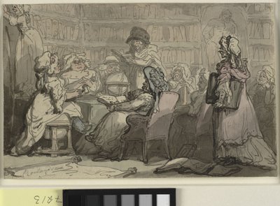 図書館でのブルーストッキング クラブの会合 作： Thomas Rowlandson