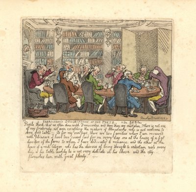 作家たちが金持ちの市民の家で食事をしている。 作： Thomas Rowlandson