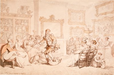 1703年、ポートランド公爵夫人の家でのレセプション 作： Thomas Rowlandson