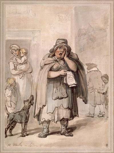 街角の露天商、ロンドン 作： Thomas Rowlandson
