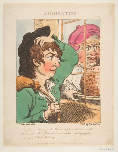 1800年1月20日、ルブラントラヴェスト賞賛、または情熱の似顔絵。 作： Thomas Rowlandson