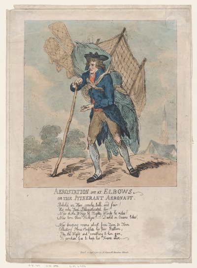Aerostation out at Elbows, or The Itinerant Aeronaut, September 5, 1785.9.5. 作： Thomas Rowlandson