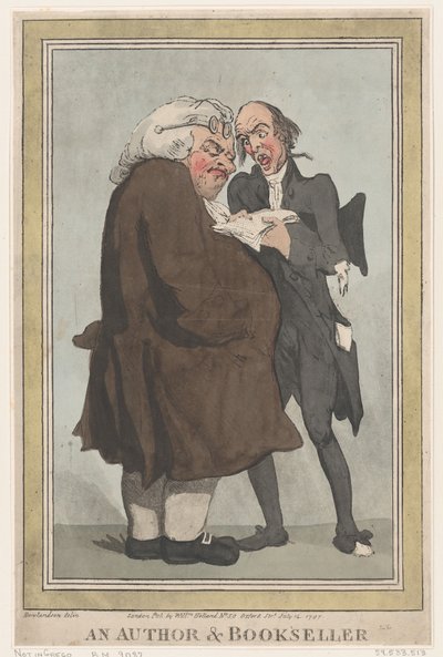 An Author & Bookseller、1797 年 7 月 14 日、1797 年 7 月 14 日。 作： Thomas Rowlandson