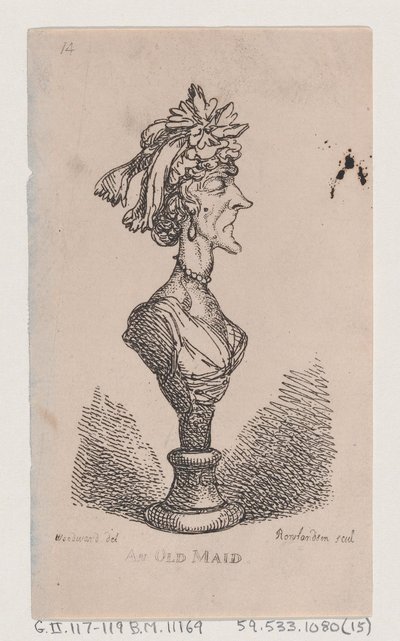 オールドメイド、1808年、1808年。 作： Thomas Rowlandson
