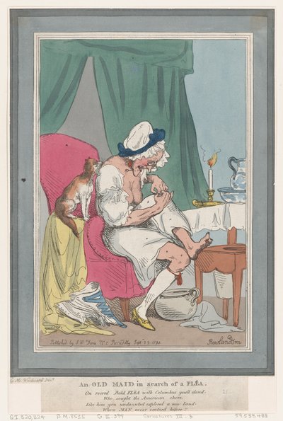 ノミを探す老女、1794 年 9 月 25 日、1794 年 9 月 25 日。 作： Thomas Rowlandson