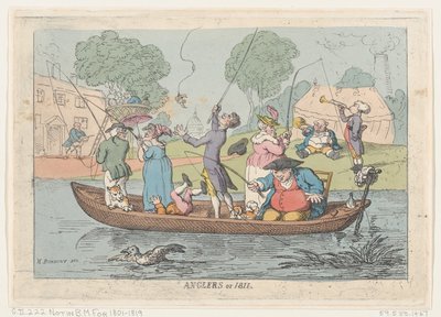 1811年の釣り人、1811年、1811年。 作： Thomas Rowlandson