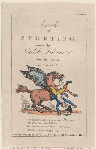 スポーツの年代記、1809年。、1809年。 作： Thomas Rowlandson