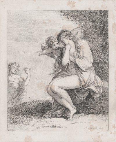 ナクソス島のアリアドネ バッカスが接近。 1790年頃。 1790年。 作： Thomas Rowlandson