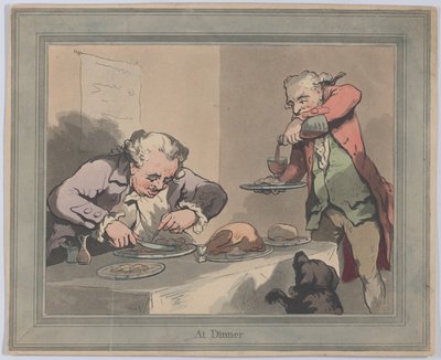 夕食時、1790 ., 1790 . 作： Thomas Rowlandson