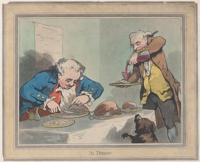 夕食時、1792 年 11 月 5 日、1792 年 11 月 5 日。 作： Thomas Rowlandson