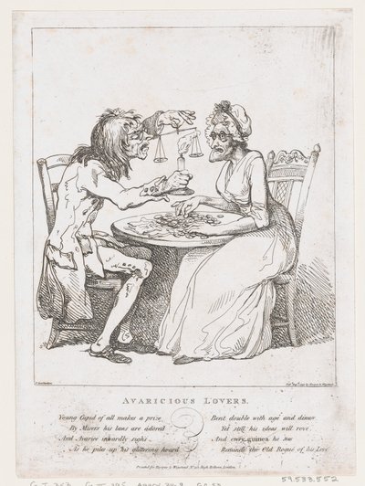 貪欲な恋人、1797 年 8 月 1 日、1797 年 8 月 1 日。 作： Thomas Rowlandson