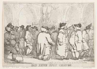 Bad News On Change、1794 年 12 月 28 日、1794 年 12 月 28 日。 作： Thomas Rowlandson