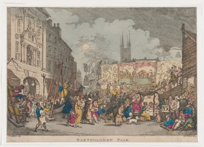 バーソロミューフェア、1807年、1807年。 作： Thomas Rowlandson