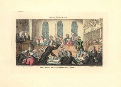 ガロー氏に緊張しながら反対尋問を受ける。 作： Thomas Rowlandson