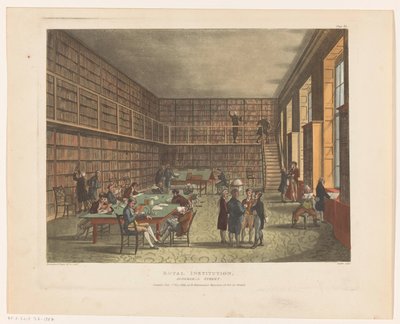 ロンドンの王立研究所の図書館 ロイヤル インスティテューション、アルベマール ストリート (オブジェクトのタイトル) 作： Thomas Rowlandson