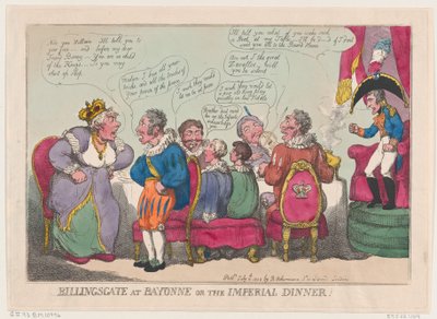 バイヨンヌのビリングスゲート、またはインペリアル ディナー!、1808 年 7 月 10 日、1808 年 7 月 10 日。 作： Thomas Rowlandson