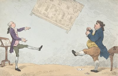 フットボールでプレーするビリー・ラックビアードとチャーリー・ブラックビアード、1784 年 2 月 7 日、1784 年 2 月 7 日。 作： Thomas Rowlandson