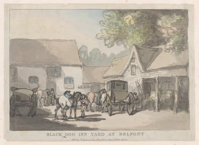 ベルフォントのブラックドッグインヤード、1785-87。、1785-87。 作： Thomas Rowlandson