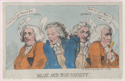 ブルーとバフの忠誠、1788 年 12 月 31 日、1788 年 12 月 31 日。 作： Thomas Rowlandson