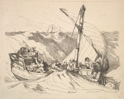 海の嵐の中のボート、1784-88。 作： Thomas Rowlandson