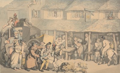 ボドミン・コーンウォール：駅馬車の到着 作： Thomas Rowlandson