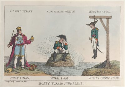 Boney Turned Moralist、1814 年 5 月 1 日、1814 年 5 月 1 日。 作： Thomas Rowlandson