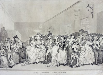 パブ、ヘンリーウィグステッド（c.1745-93）のデザインからRowlandsonがエッチングしたボックスロビーラウンジ。ジョンラファエルスミス作、1786年（セピアエッチング） 作： Thomas Rowlandson