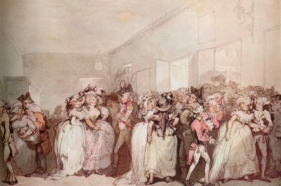 「1785 年のボックス ロビー ラウンジャー」、c1785 作： Thomas Rowlandson