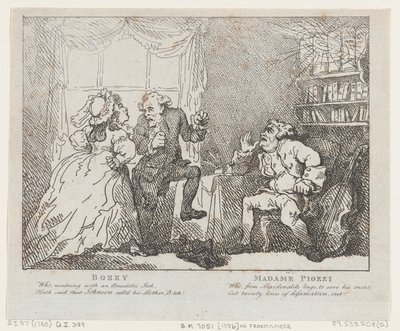 Bozzy and Madame Piozzi Frontispiece, Bozzy and Piozzi by Peter Pindar, 1780-86., 1780-86. 作： Thomas Rowlandson