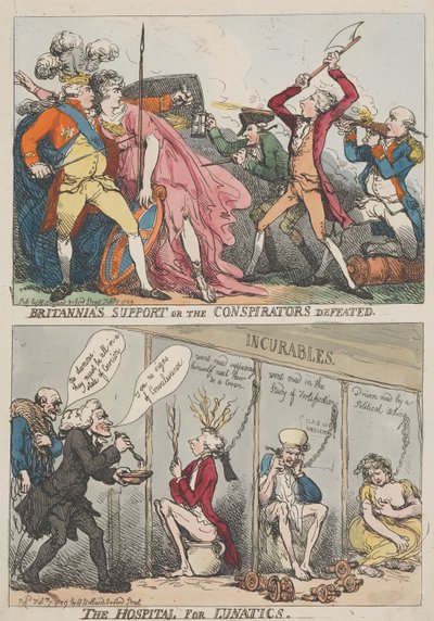 ブリタニアの支援か、それとも陰謀者たちの敗北か ― 精神病院 作： Thomas Rowlandson