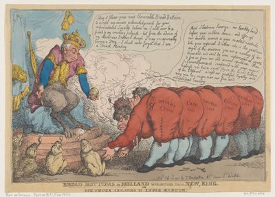 新しい王を崇拝するオランダのブロード ボトムズ、1806 年 7 月 23 日、1806 年 7 月 23 日。 作： Thomas Rowlandson