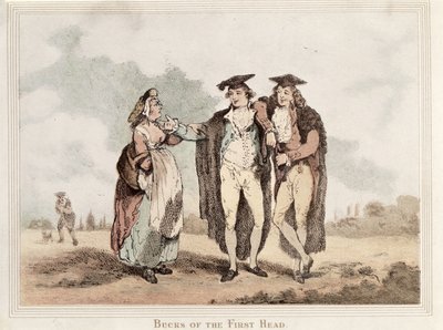 初頭のバックス、オックスフォード大学生の漫画 作： Thomas Rowlandson