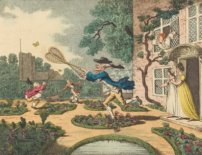 蝶狩り、1806年。 作： Thomas Rowlandson