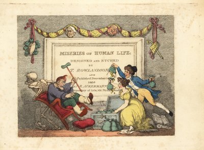 死の骸骨のヴィネットが描かれたカリグラフのタイトルページ 作： Thomas Rowlandson