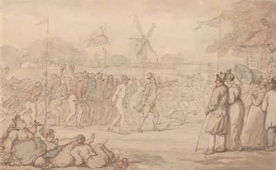 キャプテンバークレイのラリーマッチ-フィニッシュ 作： Thomas Rowlandson