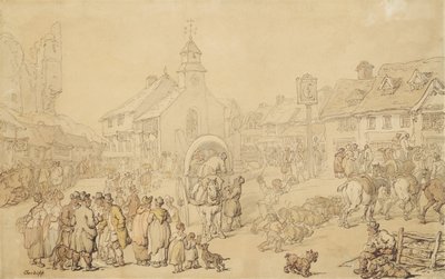 カーディフ（紙にインク＆ウォッシュ） 作： Thomas Rowlandson