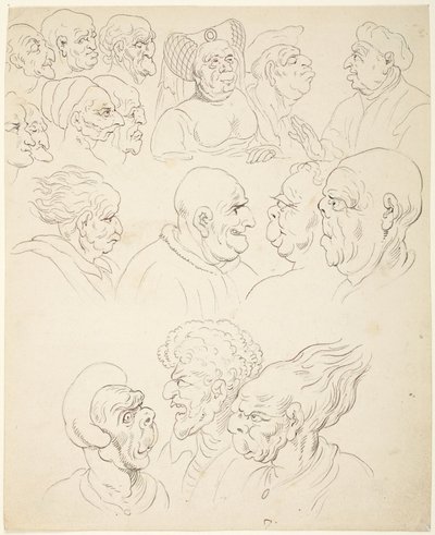 風刺画の頭部 作： Thomas Rowlandson