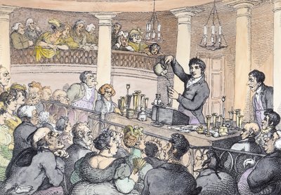 化学講義、c.1809（後の着色） 作： Thomas Rowlandson