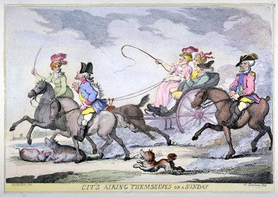 1809年、日曜日に放映されるCits 作： Thomas Rowlandson