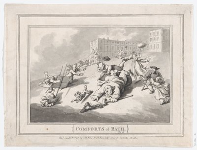風呂の快適さ、プレート12、1798年1月6日、1798年1月6日。 作： Thomas Rowlandson