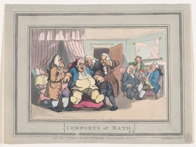 Comforts of Bath、プレート 1、1798 年 1 月 6 日、1798 年 1 月 6 日。 作： Thomas Rowlandson